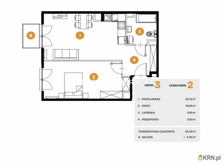 Mieszkanie  na sprzedaż, Kraków, Bronowice, ul. Na Błonie, 2 pokojowe