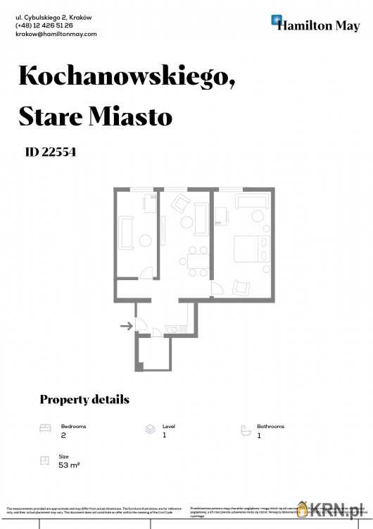 Kraków, Stare Miasto, ul. J. Kochanowskiego, Mieszkanie  na sprzedaż, 