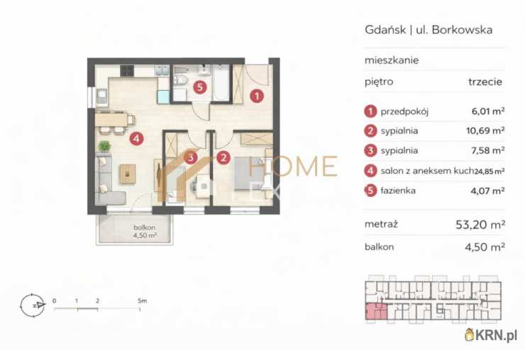 3 pokojowe, Mieszkanie  na sprzedaż, Gdańsk, Orunia-Św. Wojciech-Lipce, ul. Starogardzka