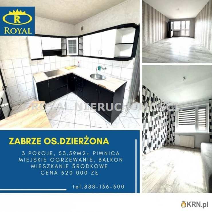 Mieszkanie  na sprzedaż, Zabrze, Śródmieście, ul. ks. J. Dzierżona, 3 pokojowe