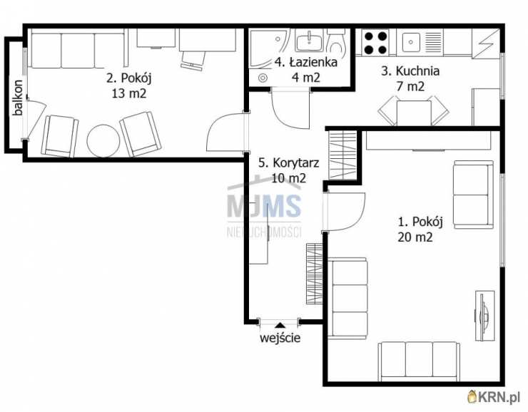 2 pokojowe, Sopot, ul. S. Okrzei, Mieszkanie  do wynajęcia