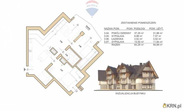 Zakopane, ul. , Mieszkanie  na sprzedaż, 3 pokojowe