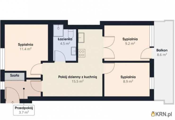 Mieszkanie  na sprzedaż, Wrocław, Psie Pole, ul. Kasztelańska, 3 pokojowe