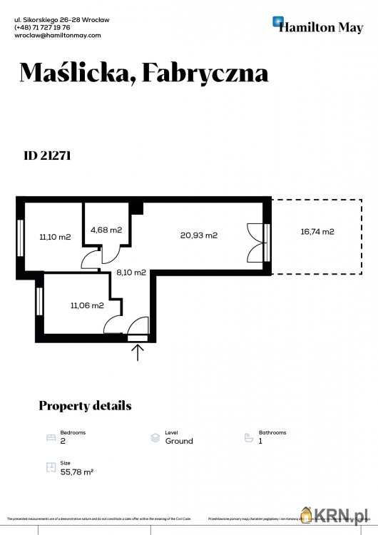 Mieszkanie  do wynajęcia, 3 pokojowe, Wrocław, Fabryczna/Maślice, ul. Maślicka