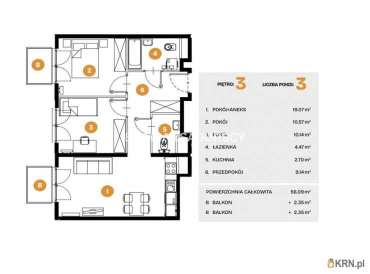 Mieszkanie  na sprzedaż, Kraków, Bronowice, ul. Na Błonie, 3 pokojowe