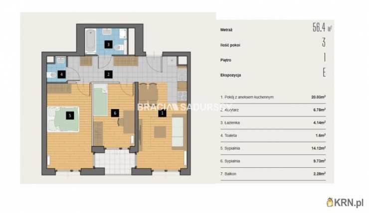 3 pokojowe, Mieszkanie  na sprzedaż, Kraków, Krowodrza, ul. Kijowska
