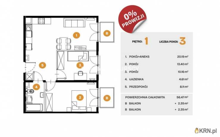 Mieszkanie  na sprzedaż, Kraków, Bronowice, ul. Na Błonie, 3 pokojowe
