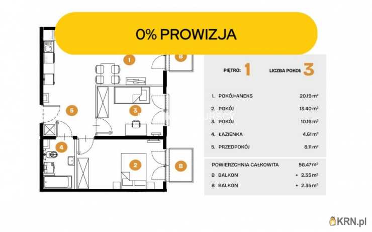 Mieszkanie  na sprzedaż, Kraków, Bronowice, ul. Na Błonie, 3 pokojowe