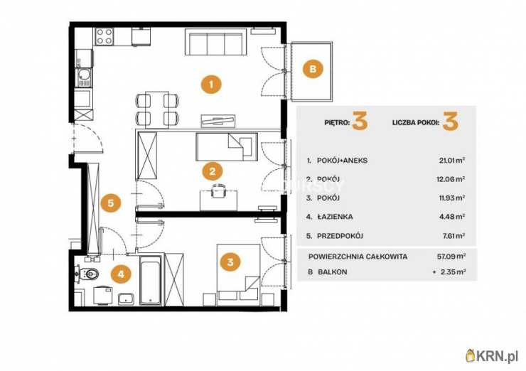 Mieszkanie  na sprzedaż, Kraków, Bronowice, ul. Na Błonie, 3 pokojowe