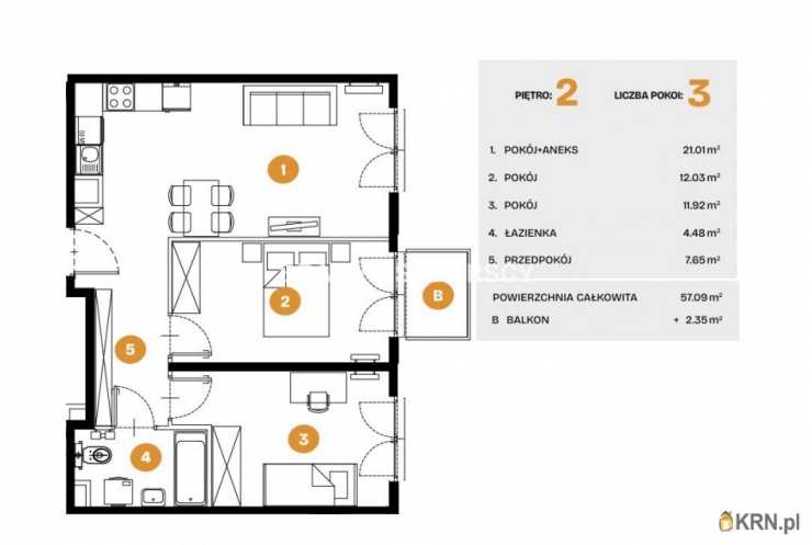 Mieszkanie  na sprzedaż, Kraków, Bronowice, ul. Na Błonie, 3 pokojowe