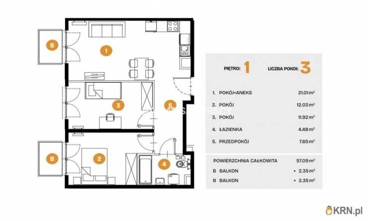 Kraków, Bronowice, ul. Na Błonie, Mieszkanie  na sprzedaż, 3 pokojowe