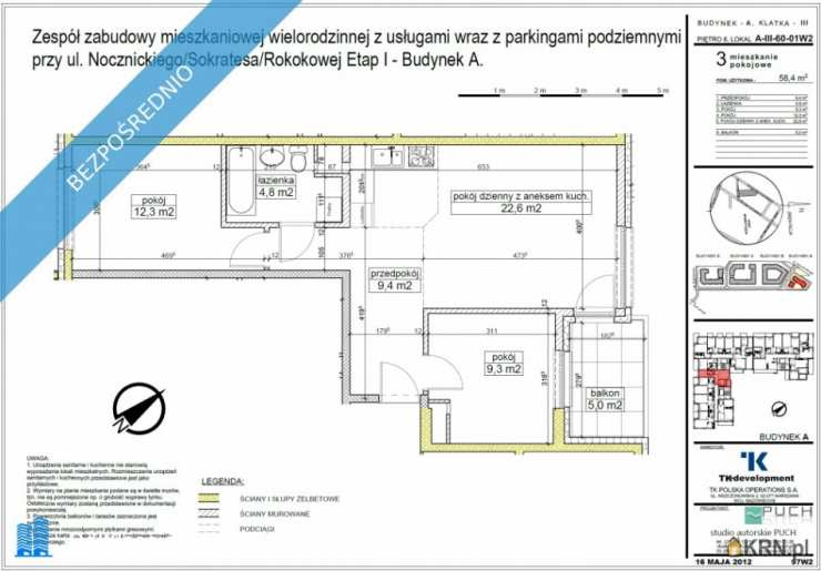 Warszawa, Bielany, ul. T. Nocznickiego, Mieszkanie  na sprzedaż, 3 pokojowe