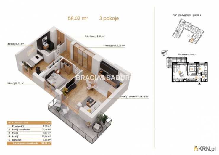 Katowice, ul. Ceglana, 3 pokojowe, Mieszkanie  na sprzedaż