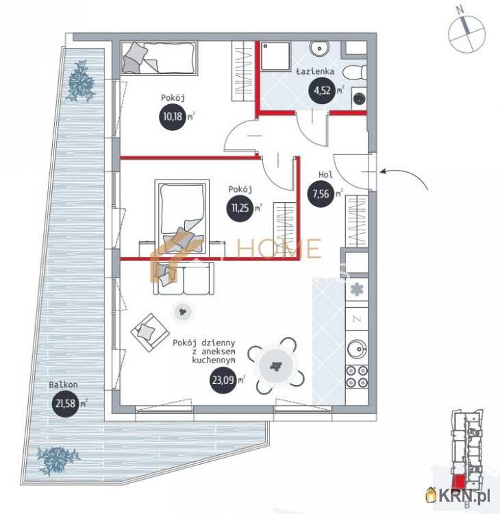 3 pokojowe, Gdańsk, Wrzeszcz Górny, ul. gen. J. Hallera, Mieszkanie  na sprzedaż