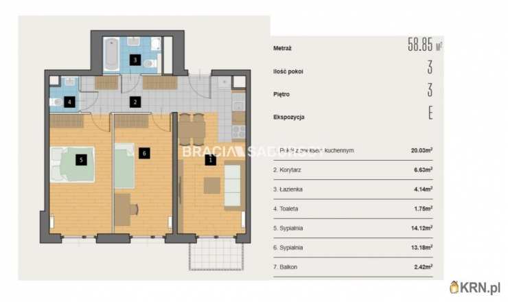 Kraków, Krowodrza, ul. Kijowska, 3 pokojowe, Mieszkanie  na sprzedaż