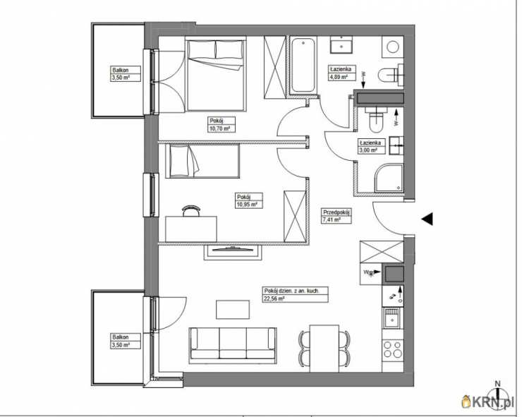 Mieszkanie  na sprzedaż, 3 pokojowe, Wrocław, Krzyki, ul. 