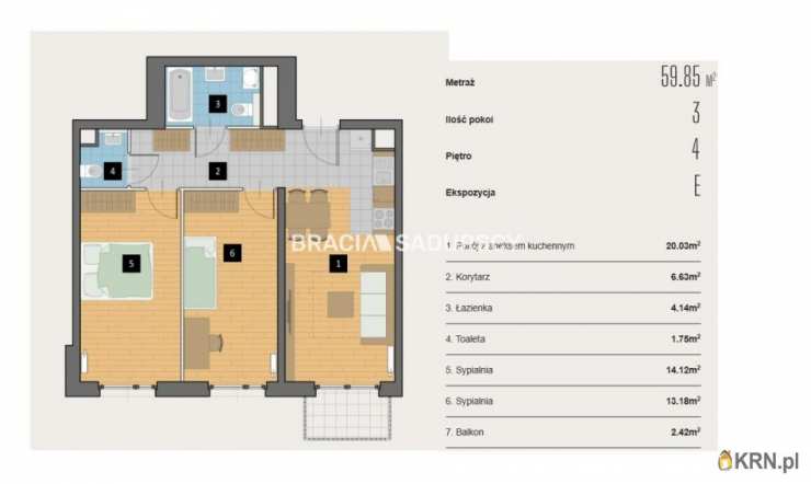 Kraków, Krowodrza, ul. Kijowska, Mieszkanie  na sprzedaż, 3 pokojowe