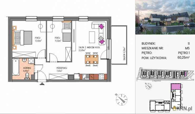 3 pokojowe, Mieszkanie  na sprzedaż, Siechnice, ul. 