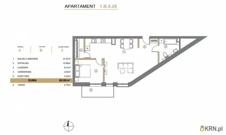 3 pokojowe, Wieliczka, ul. A. Asnyka, Mieszkanie  na sprzedaż