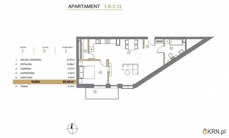 3 pokojowe, Wieliczka, ul. A. Asnyka, Mieszkanie  na sprzedaż