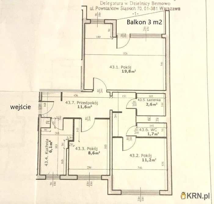 Warszawa, Bemowo, ul. K. Wyki, Mieszkanie  na sprzedaż, 3 pokojowe