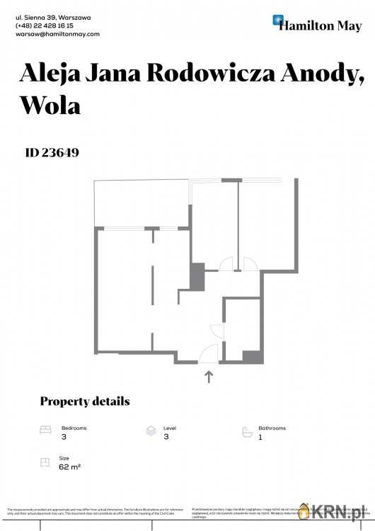 3 pokojowe, Mieszkanie  na sprzedaż, Warszawa, ul. 