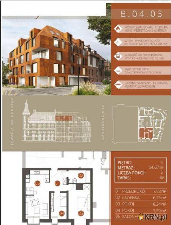 3 pokojowe, Mieszkanie  na sprzedaż, Wrocław, Śródmieście, ul. 