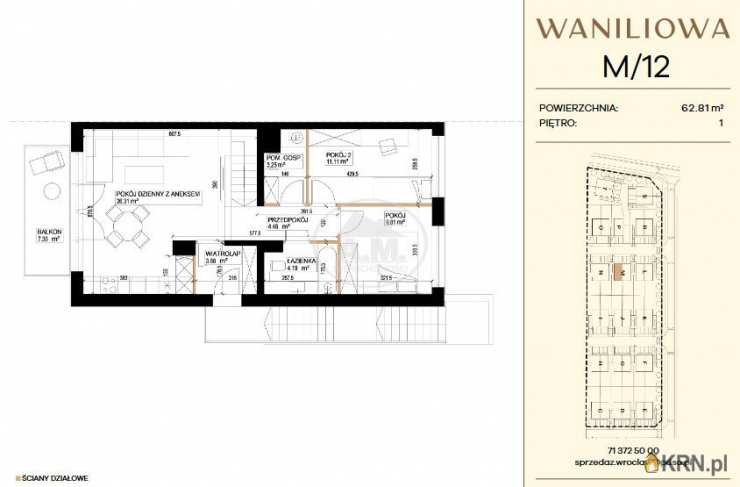 A.M.NIERUCHOMOŚCI Izabela Mateuszuk, Mieszkanie  na sprzedaż, Wrocław, Psie Pole/Lipa Piotrowska, ul. Waniliowa