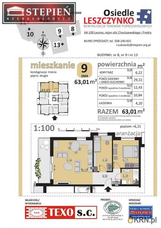 Mieszkanie  na sprzedaż, 3 pokojowe, Leszno, Leszczynko, ul. Dożynkowa