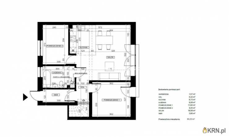 Kokotów, ul. , Mieszkanie  na sprzedaż, 3 pokojowe