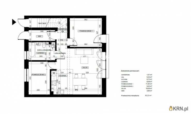 3 pokojowe, Mieszkanie  na sprzedaż, Kokotów, ul. 