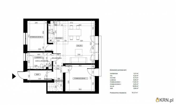 Kokotów, ul. , Mieszkanie  na sprzedaż, 3 pokojowe