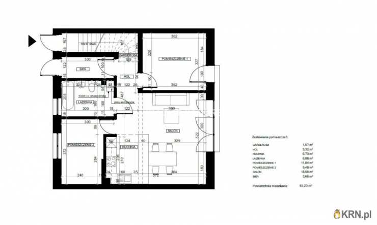 3 pokojowe, Mieszkanie  na sprzedaż, Kokotów, ul. 