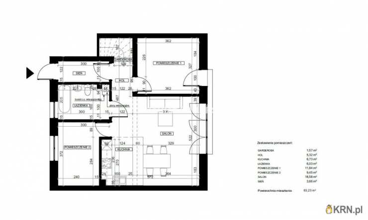Kokotów, ul. , Mieszkanie  na sprzedaż, 3 pokojowe