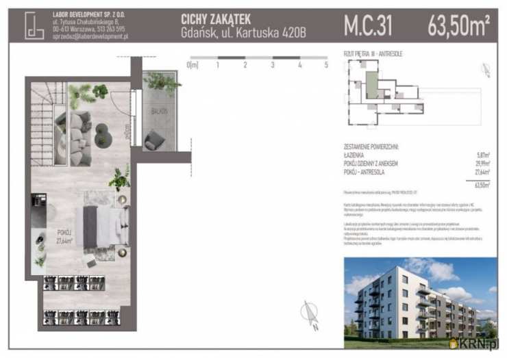 Mieszkanie  na sprzedaż, Gdańsk, Siedlce, ul. Kartuska, 2 pokojowe