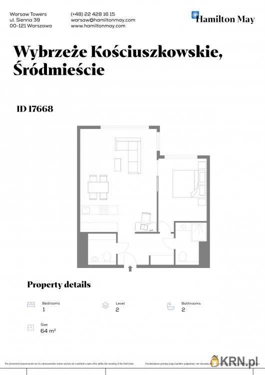 Mieszkanie  do wynajęcia, 2 pokojowe, Warszawa, ul. 