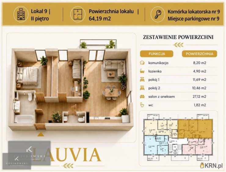 3 pokojowe, Namysłów, ul. B. Leśmiana, Mieszkanie  na sprzedaż