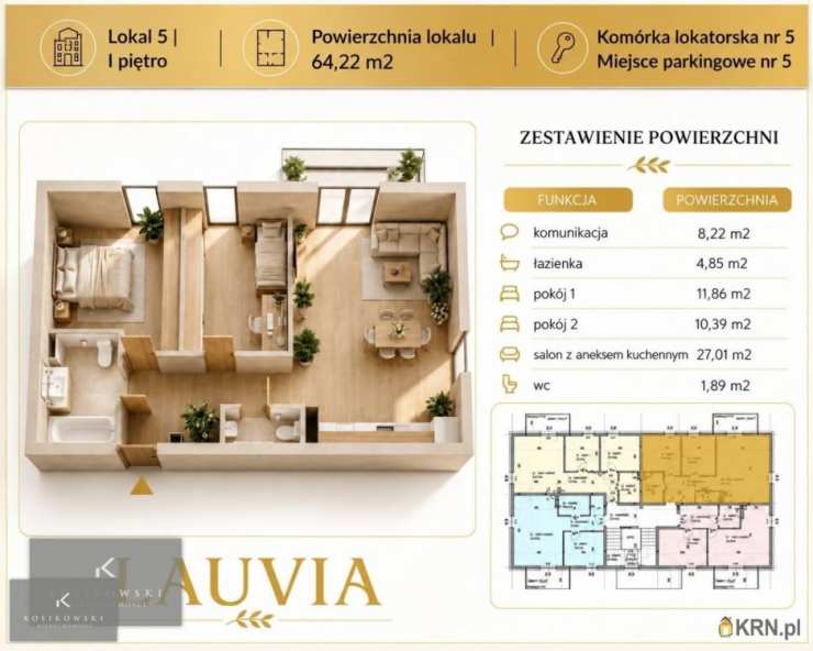 3 pokojowe, Namysłów, ul. B. Leśmiana, Mieszkanie  na sprzedaż