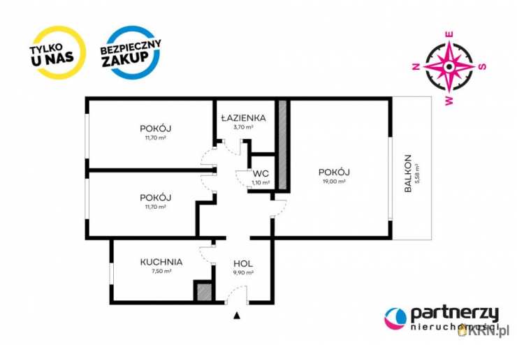 Mieszkanie  na sprzedaż, 3 pokojowe, Gdańsk, Zaspa-Rozstaje, ul. Jana Pawła II