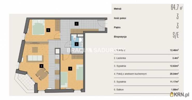 Kraków, Krowodrza, ul. Kijowska, 3 pokojowe, Mieszkanie  na sprzedaż