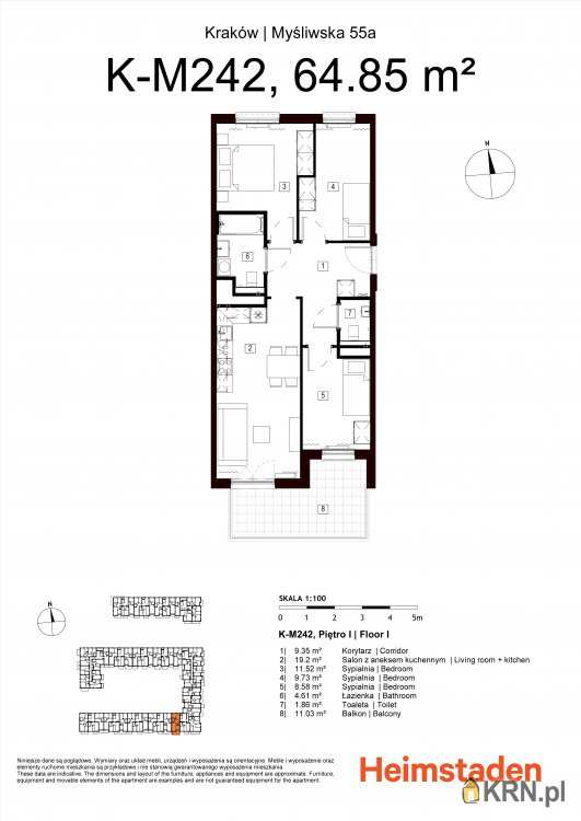 Mieszkanie  na sprzedaż, 4 pokojowe, Kraków, Podgórze/Płaszów, ul. Myśliwska