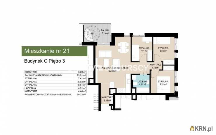 4 pokojowe, Mieszkanie  na sprzedaż, Kraków, Wzgórza Krzesławickie, ul. Kantorowicka