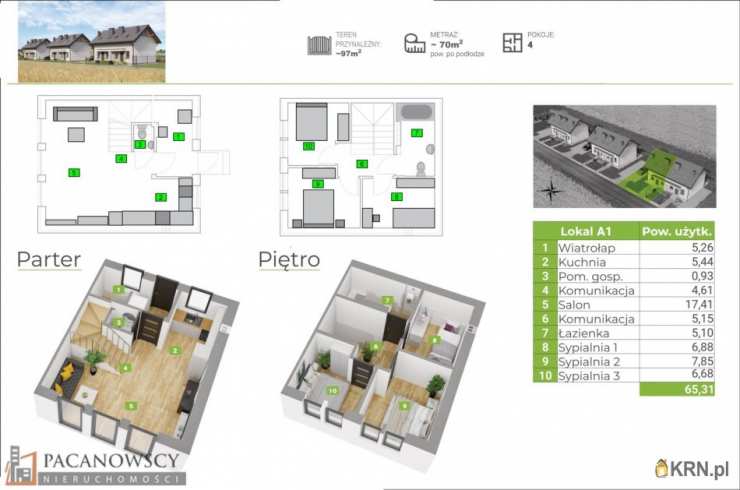4 pokojowe, Mieszkanie  na sprzedaż, Bębło, ul. 