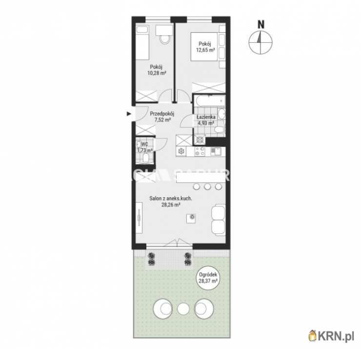 3 pokojowe, Mieszkanie  na sprzedaż, Kraków, Podgórze/Rybitwy, ul. T. Śliwiaka