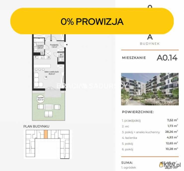 Mieszkanie  na sprzedaż, Kraków, Podgórze/Rybitwy, ul. T. Śliwiaka, 3 pokojowe