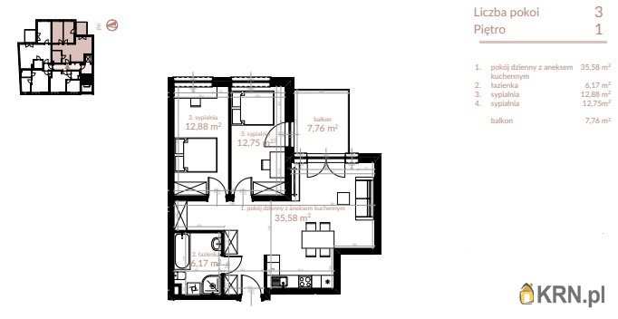 Mieszkanie  na sprzedaż, 3 pokojowe, Kraków, Krowodrza/Łobzów, ul. J. Lea