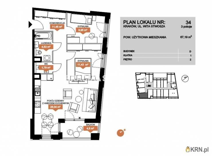 3 pokojowe, Mieszkanie  na sprzedaż, Kraków, Zwierzyniec, ul. Stwosza