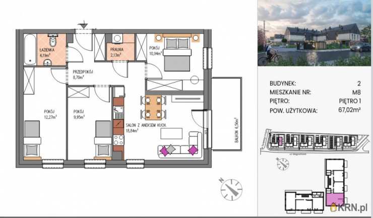 Siechnice, ul. , 3 pokojowe, Mieszkanie  na sprzedaż