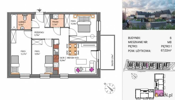 Siechnice, ul. , 3 pokojowe, Mieszkanie  na sprzedaż