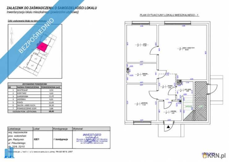 3 pokojowe, Mieszkanie  na sprzedaż, Radzymin, ul. 